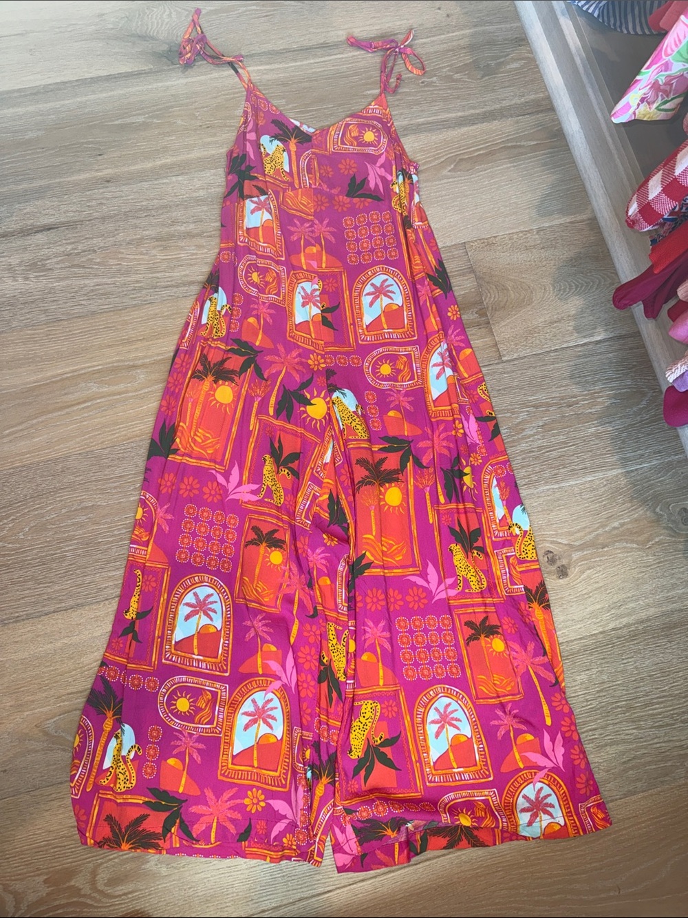 Old Navy Pink & Orange Tropical Print Romper